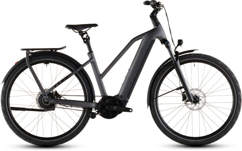 Bicicleta Eléctrica Cube Kathmandu Hybrid Comfort Pro 800 slabgrey´n´black Cuadro semiabierto 2026