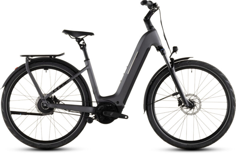 Bicicleta Eléctrica Cube Kathmandu Hybrid Comfort Pro 800 slabgrey´n´black Cuadro abierto 2026
