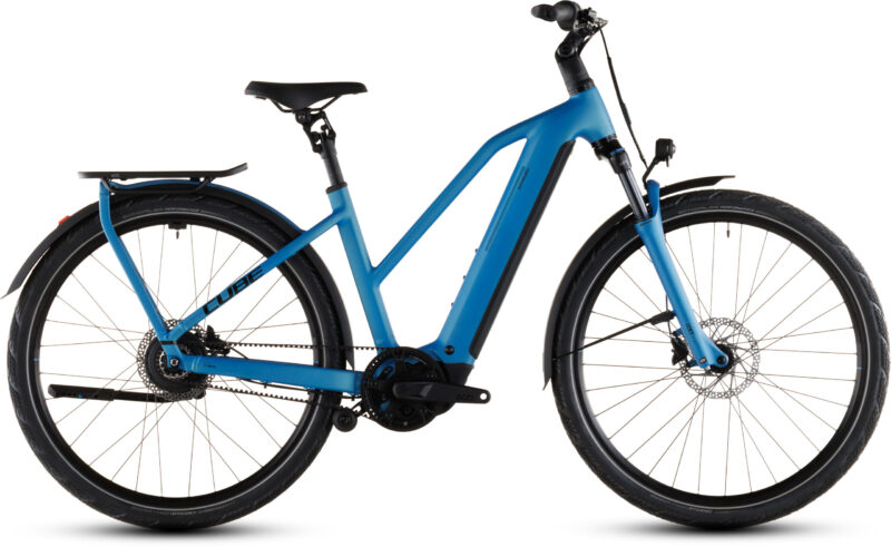 Bicicleta Eléctrica Cube Kathmandu Hybrid Comfort Pro 800 azure´n´black Cuadro semiabierto 2026