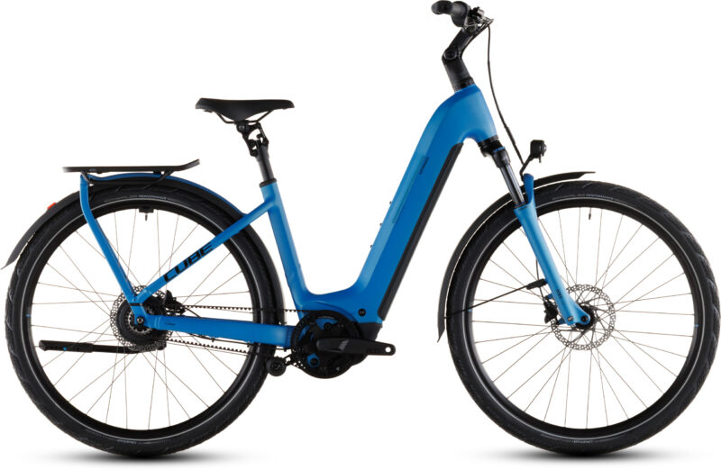 Bicicleta Eléctrica Cube Kathmandu Hybrid Comfort Pro 800 azure´n´black Cuadro abierto 2026